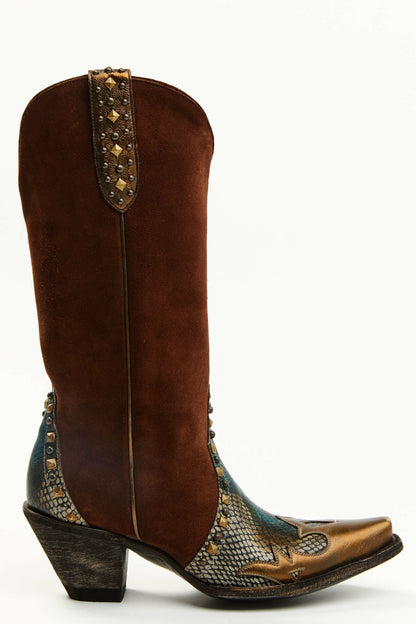 Idyllwind Leap Snake Suede Leather Western Boots - Snip Toe