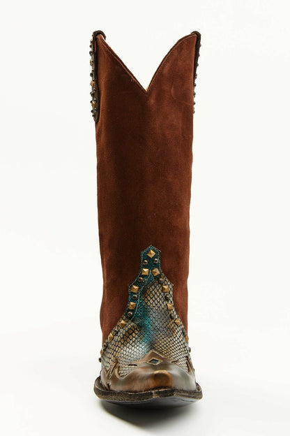 Idyllwind Leap Snake Suede Leather Western Boots - Snip Toe