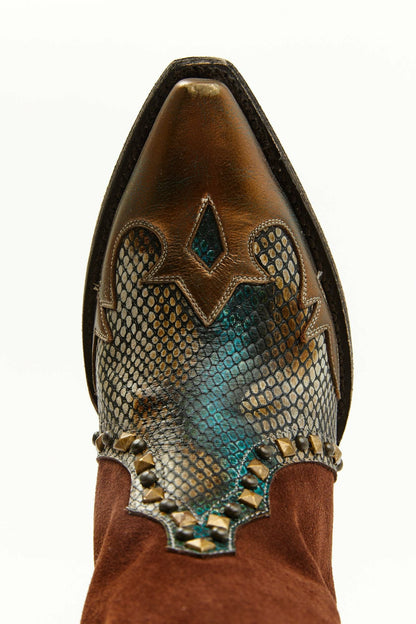Idyllwind Leap Snake Suede Leather Western Boots - Snip Toe