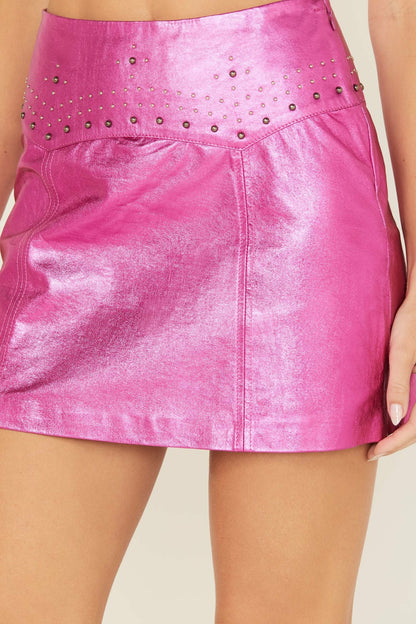 Idyllwind Show Stopper Studded Metallic Leather Skirt