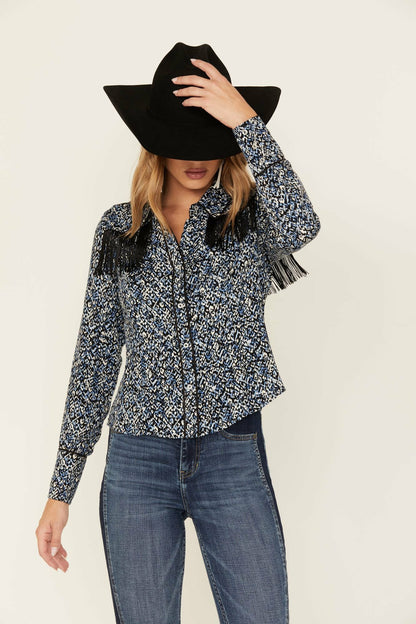 Idyllwind Brooks Button Down Fringe Top