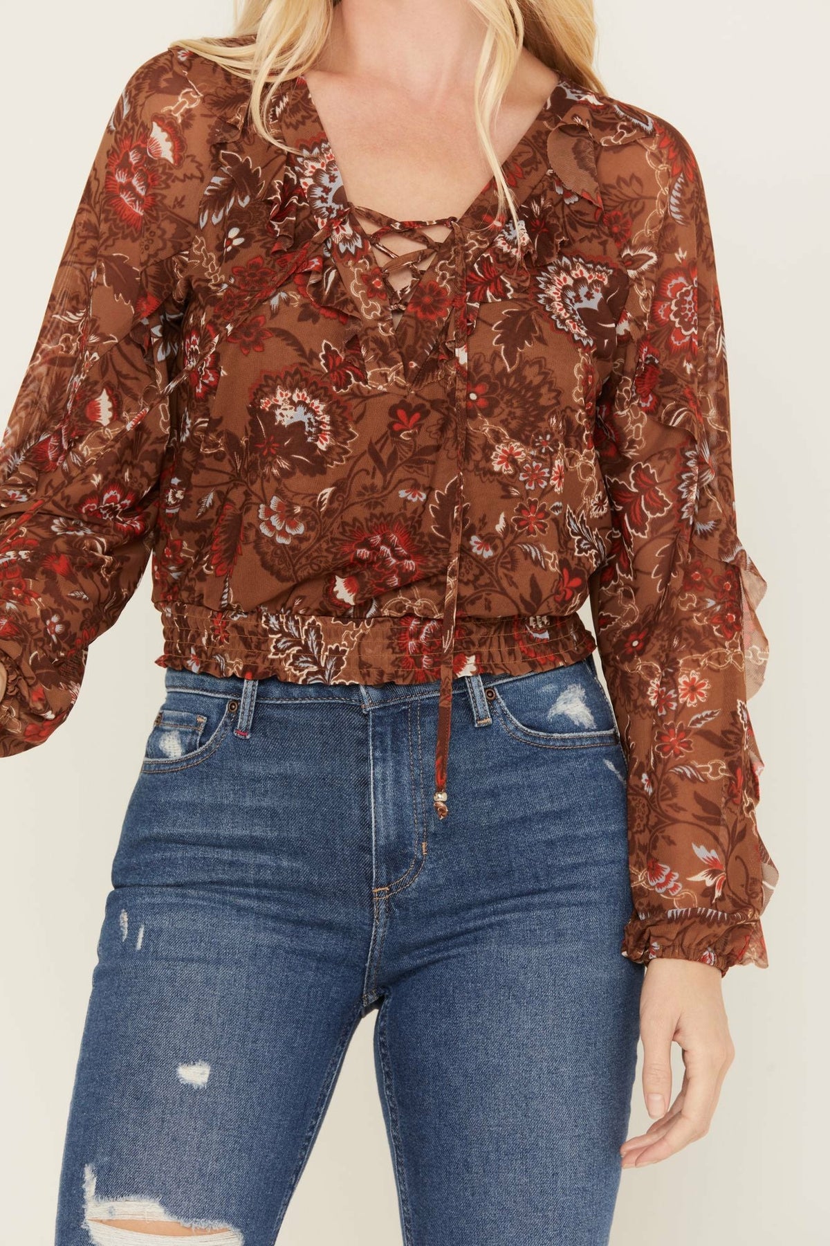 Idyllwind McCoy Meshed Lace-Up Top