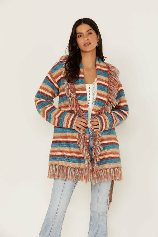 Idyllwind Abilene Striped Fringe Cardigan Sweater