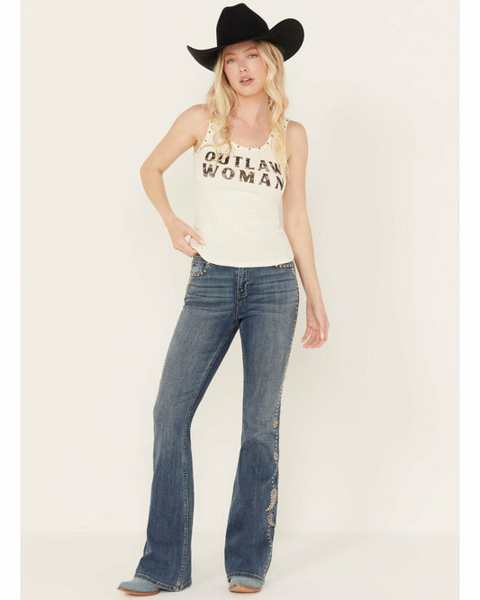 Idyllwind Onslow Medium Wash Gypsy High Rise Embellished Stretch Flare Jeans