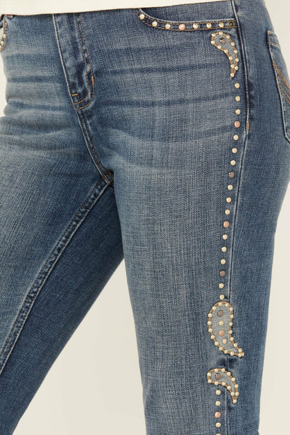 Idyllwind Onslow Medium Wash Gypsy High Rise Embellished Stretch Flare Jeans