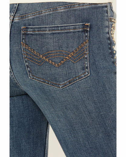 Idyllwind Onslow Medium Wash Gypsy High Rise Embellished Stretch Flare Jeans