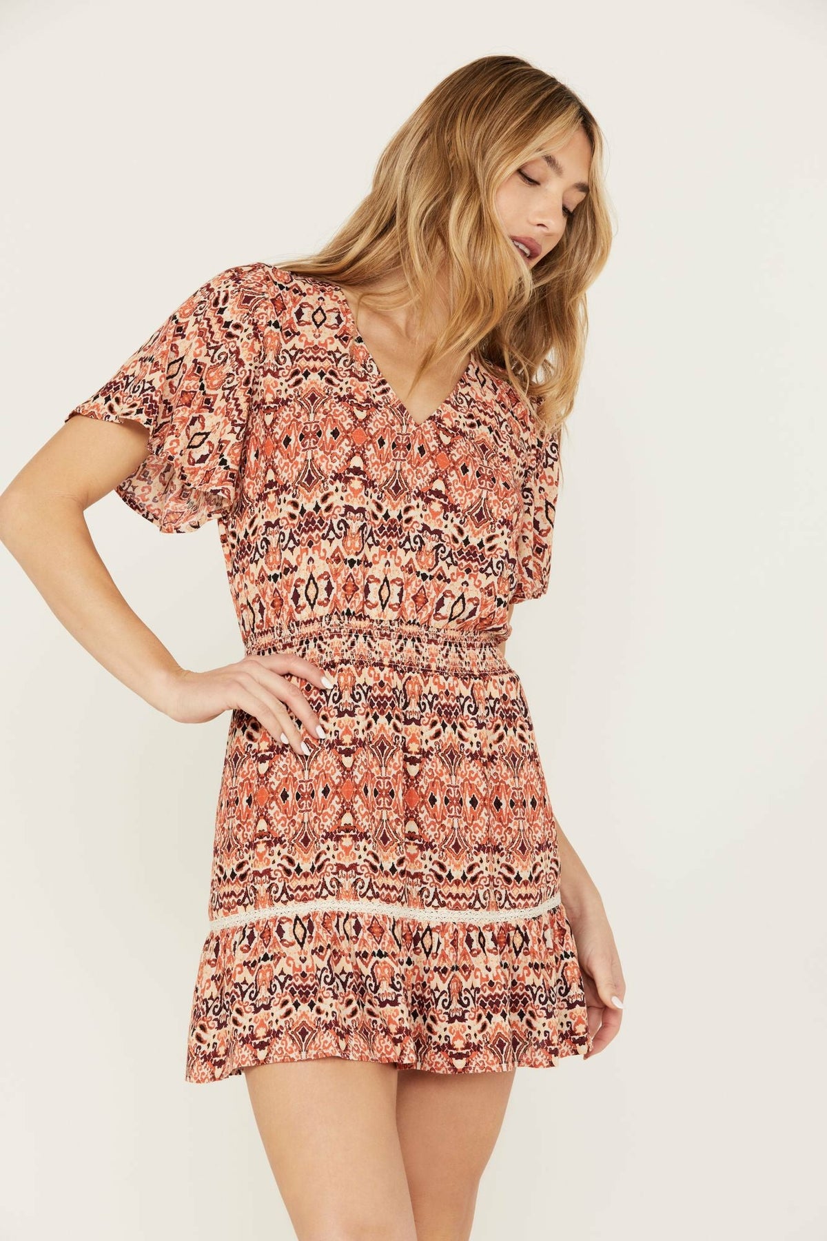 Idyllwind Blossom Flutter Sleeve Smocked Dress