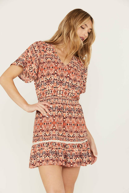 Idyllwind Blossom Flutter Sleeve Smocked Dress