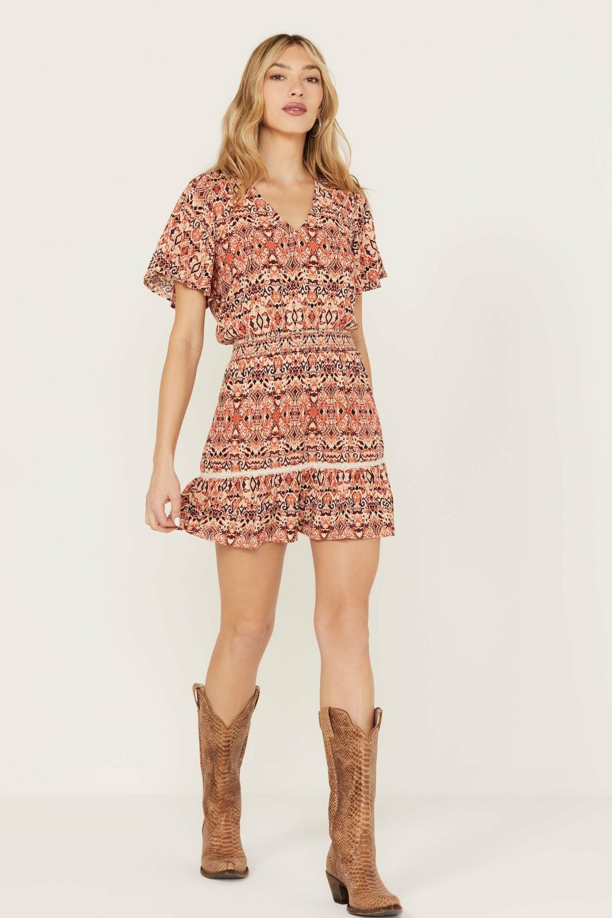 Idyllwind Blossom Flutter Sleeve Smocked Dress