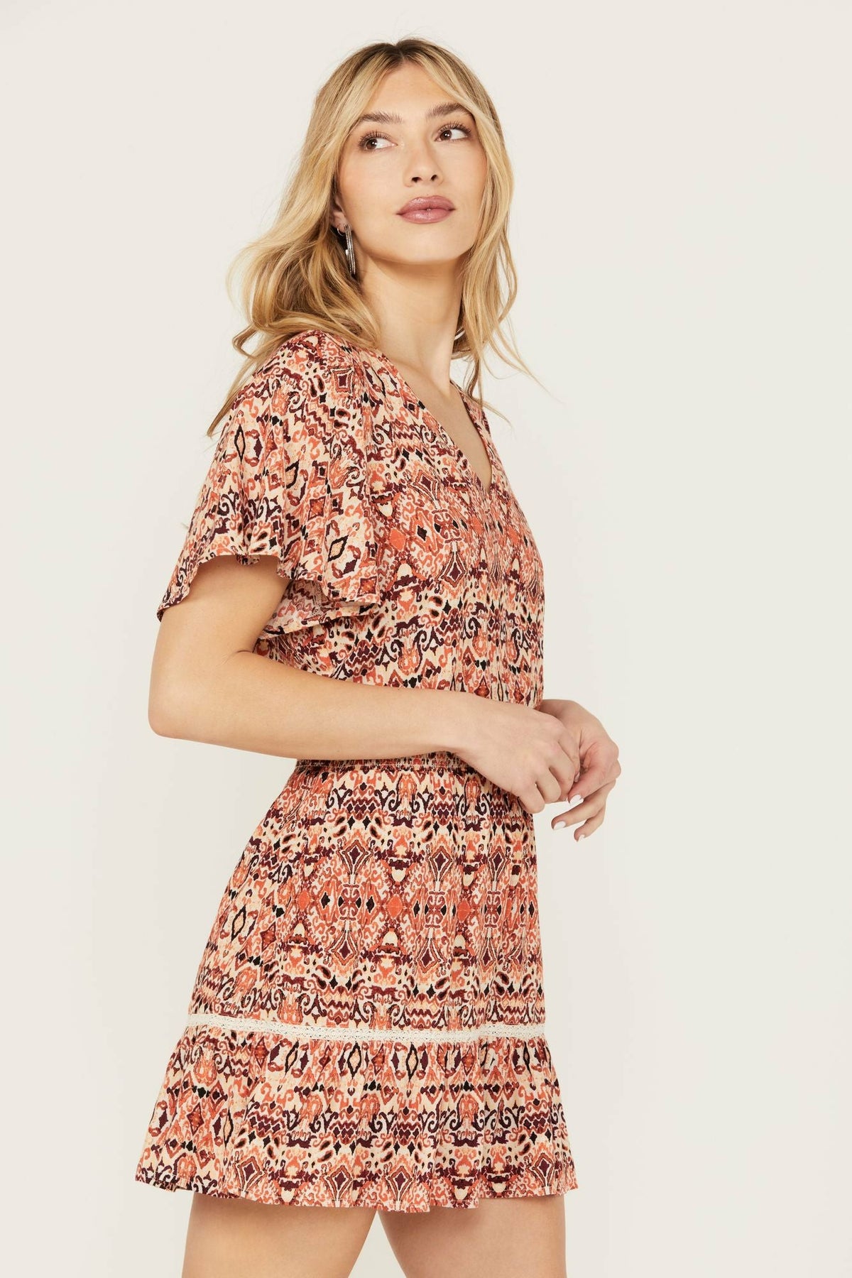 Idyllwind Blossom Flutter Sleeve Smocked Dress