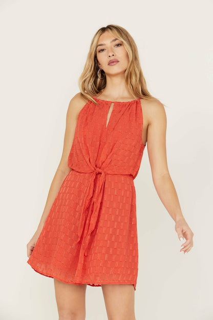 Idyllwind Gladiolus Metallic Slip Tie Front Dress
