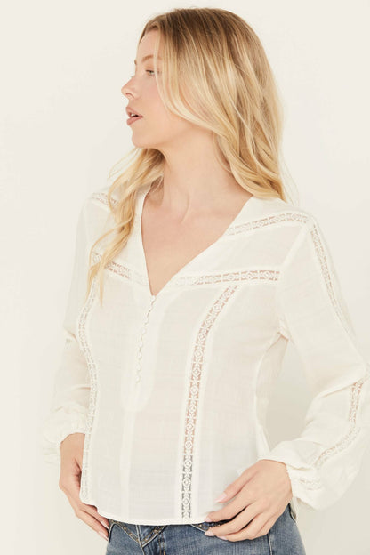 Idyllwind Charlotte Long Sleeve Lace Inset Top
