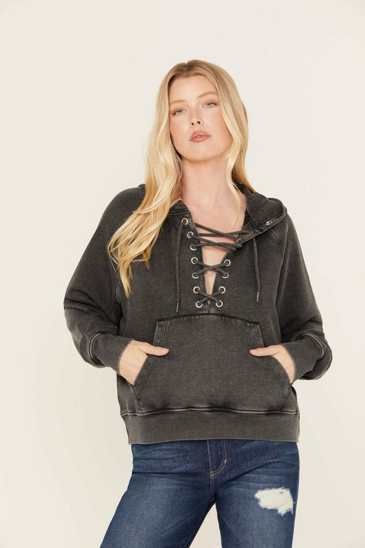 Idyllwind Blanche Studded Tie Front Hoodie
