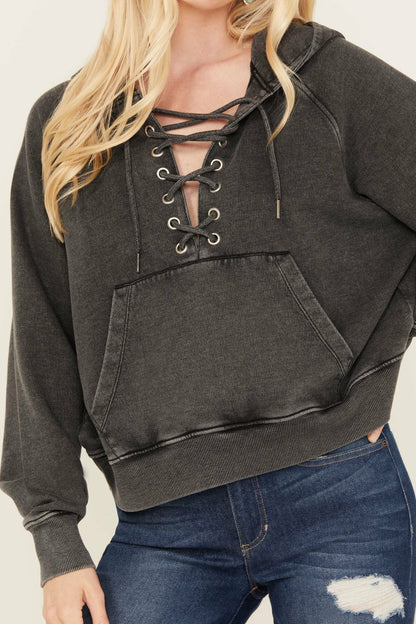 Idyllwind Blanche Studded Tie Front Hoodie