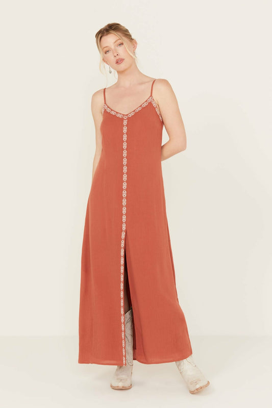 Idyllwind Myrtle Embroidered Trim Maxi Dress
