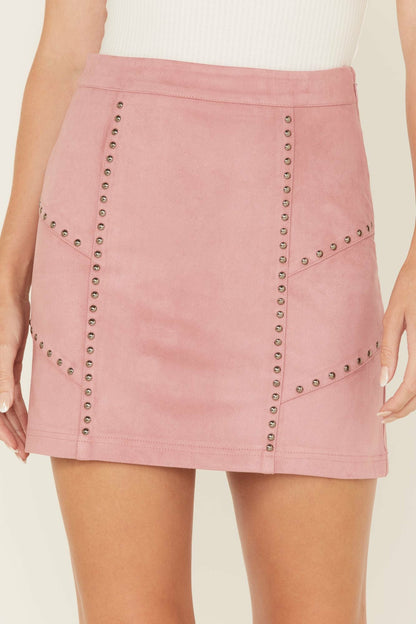 Idyllwind Charlotte Faux Suede Studded Mini Skirt