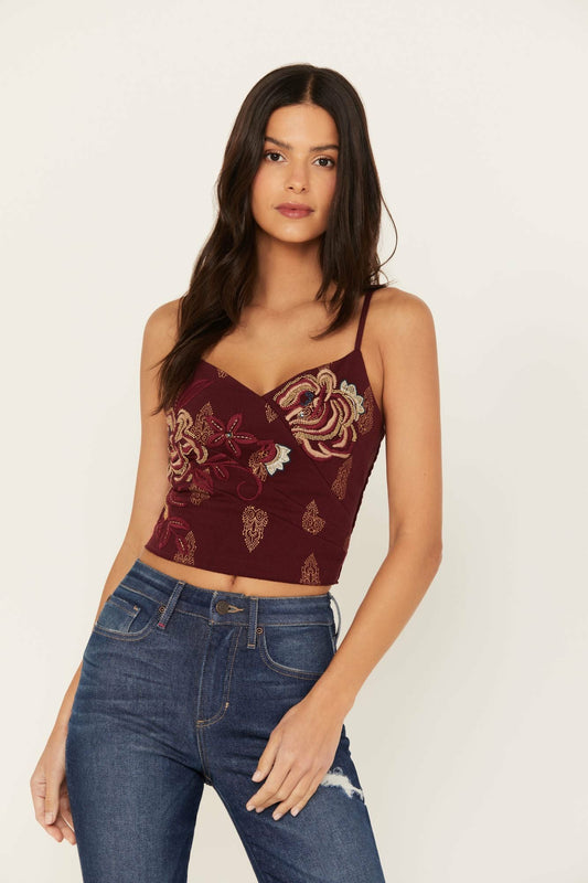 Idyllwind Jessamine Embroidered Smocked Back Crop Top