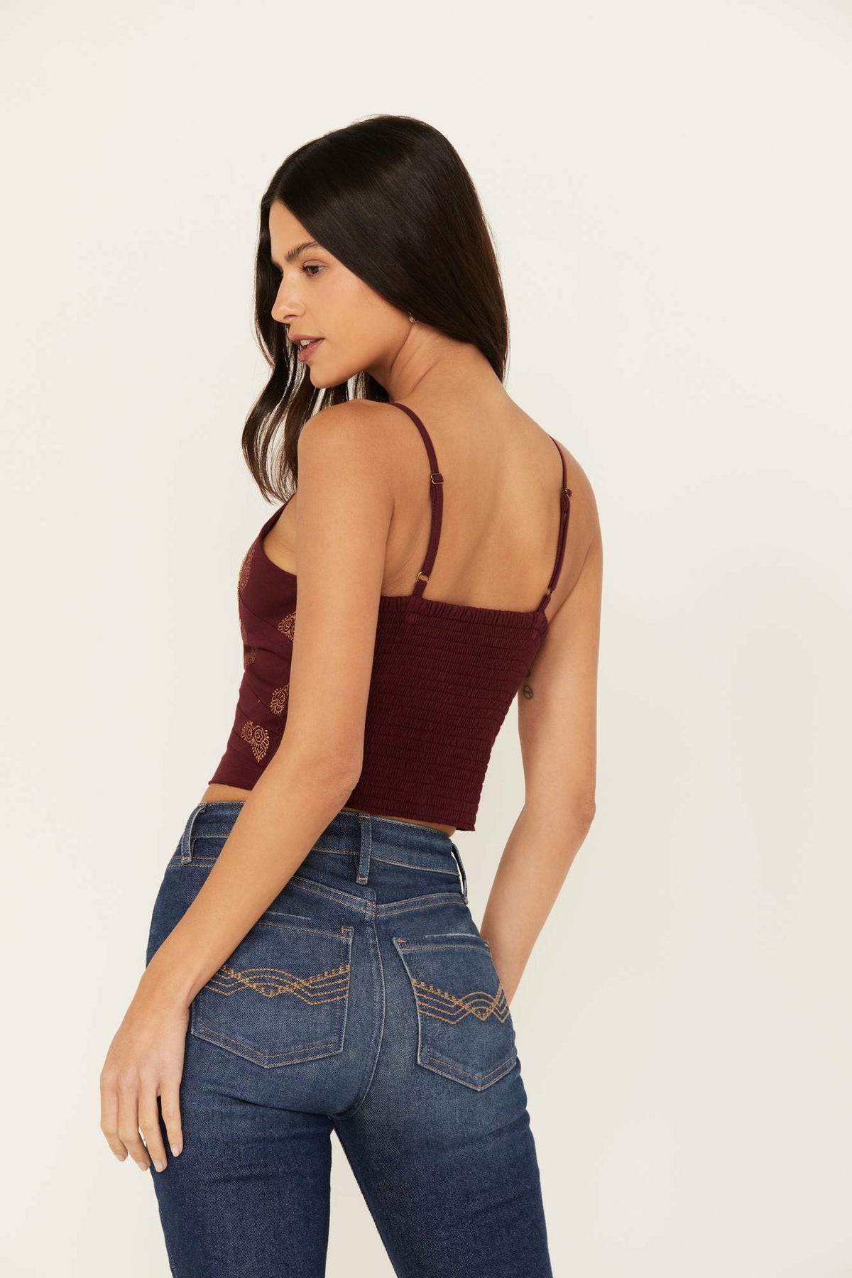 Idyllwind Jessamine Embroidered Smocked Back Crop Top