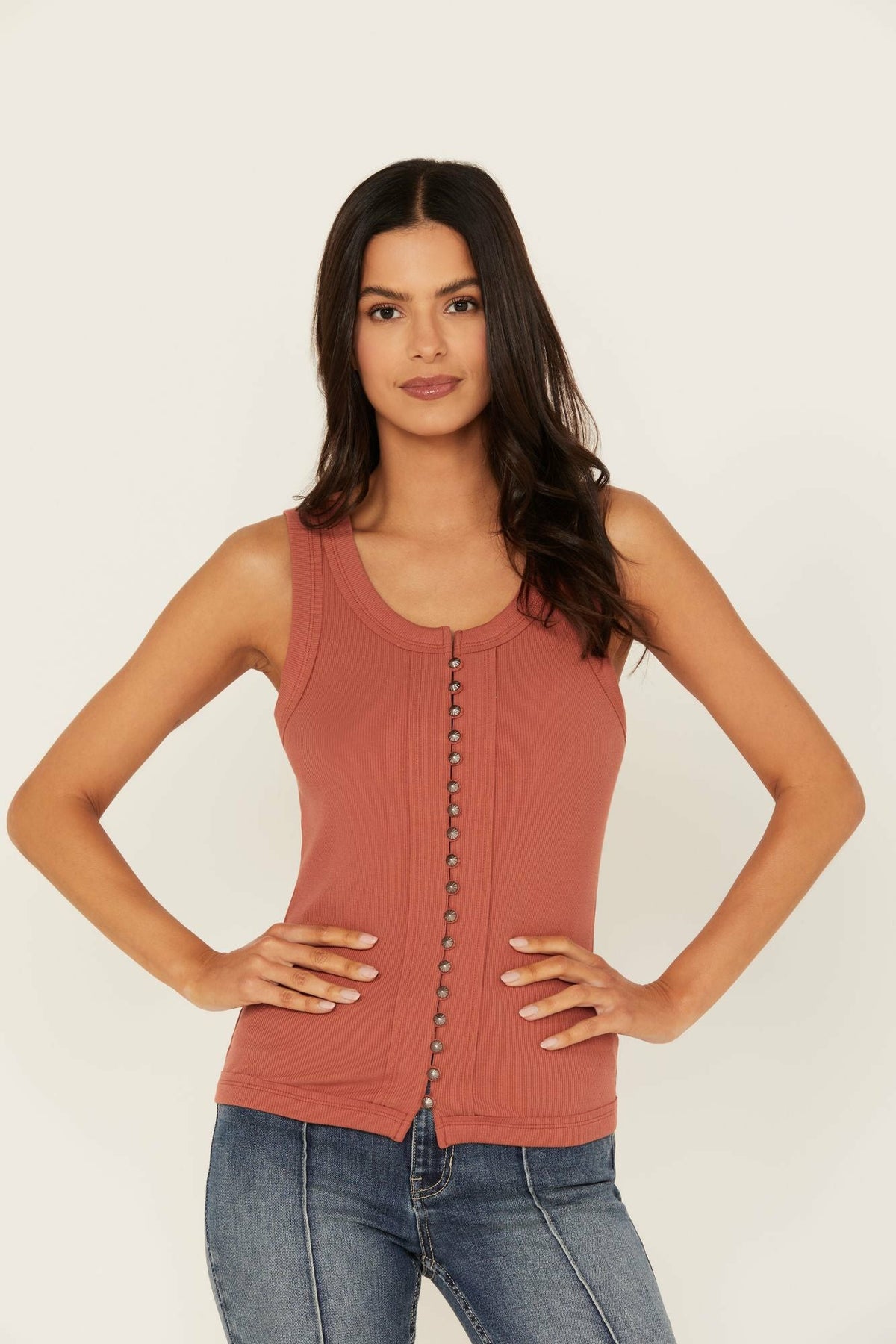 Idyllwind Edna Button Front Ribbed Tank