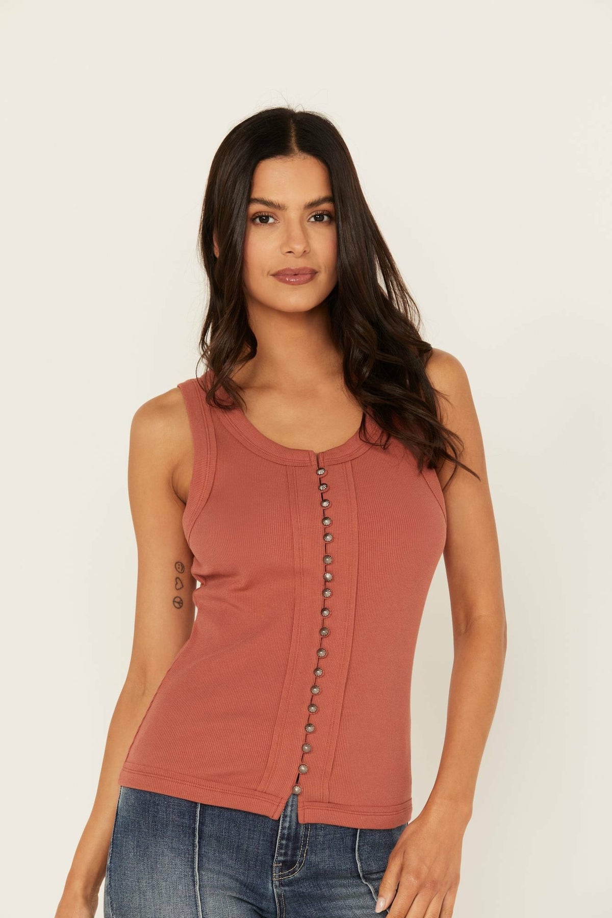 Idyllwind Edna Button Front Ribbed Tank