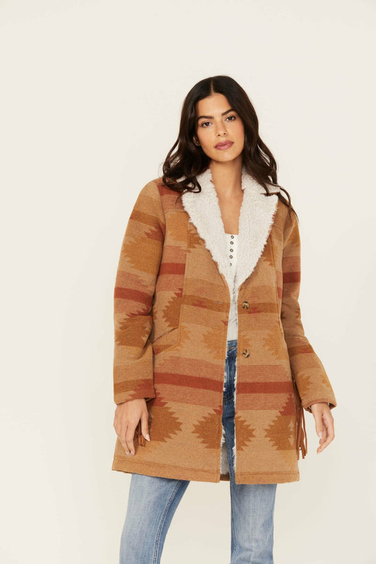 Idyllwind Nettie Sherpa Collar Tonal Blanket Coat