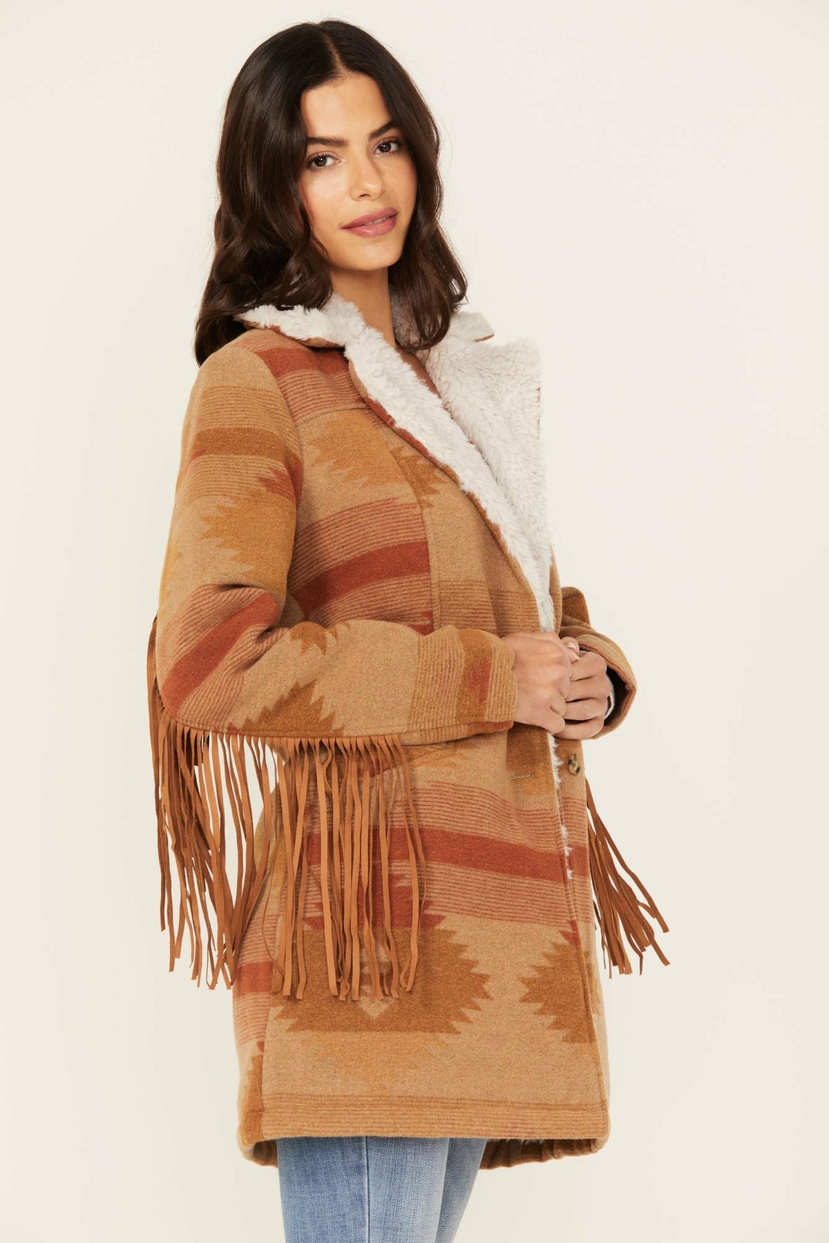 Idyllwind Nettie Sherpa Collar Tonal Blanket Coat