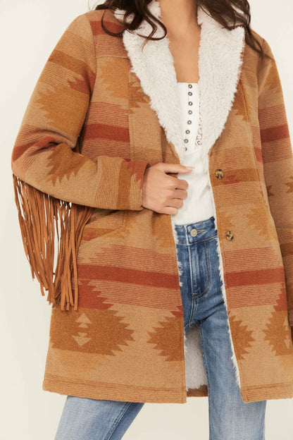 Idyllwind Nettie Sherpa Collar Tonal Blanket Coat