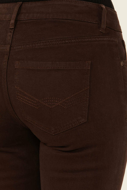 Idyllwind Coffee Bean Mid Rise Rebel Fringe Bootcut Jeans