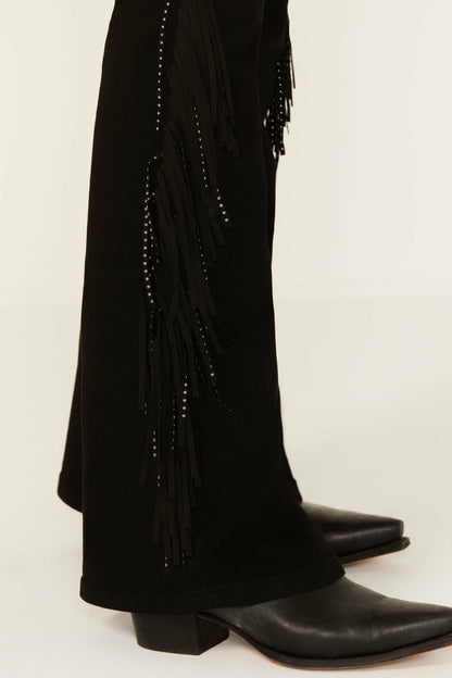Idyllwind Bordeaux Gypsy High Rise Stretch Studded Flare Jeans