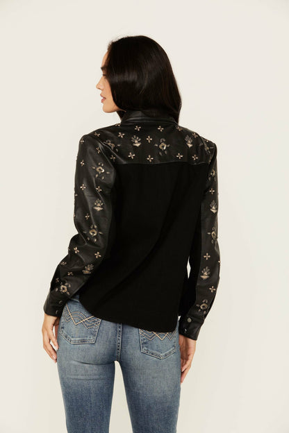 Idyllwind Siers Embellished Leather Button-Down Shirt