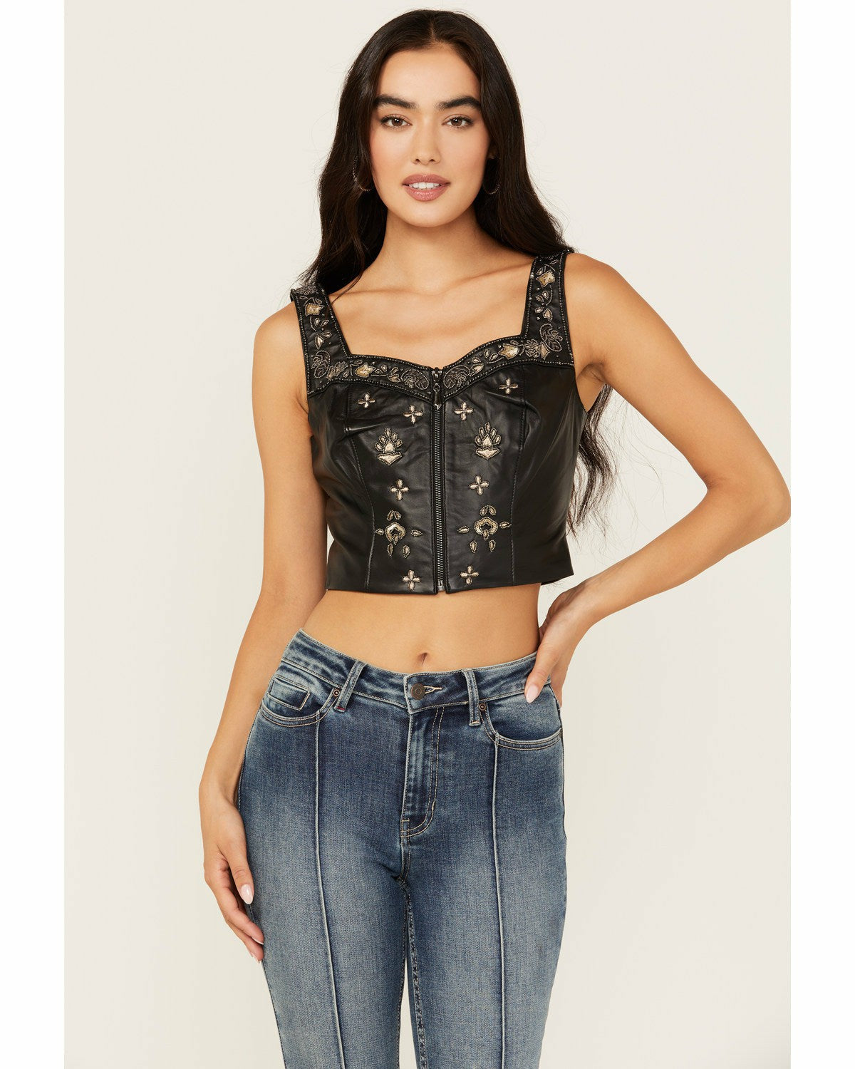 Idyllwind Sunset Embellished Leather Bustier