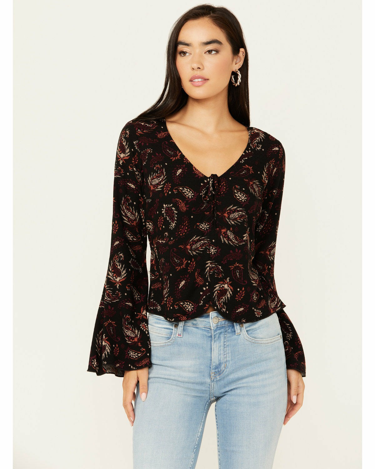 Idyllwind Tara Tie Front Bell Sleeve Blouse