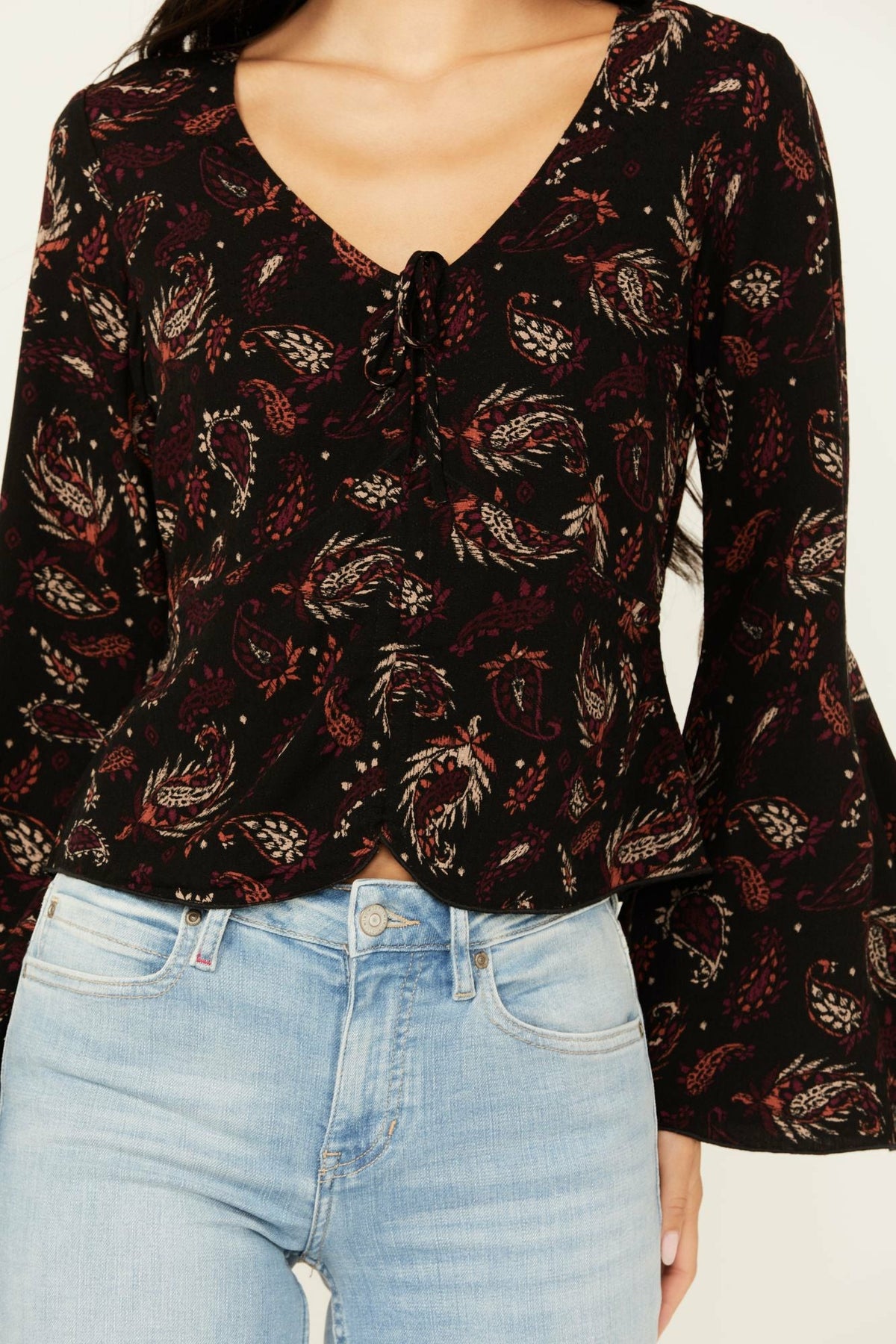 Idyllwind Tara Tie Front Bell Sleeve Blouse