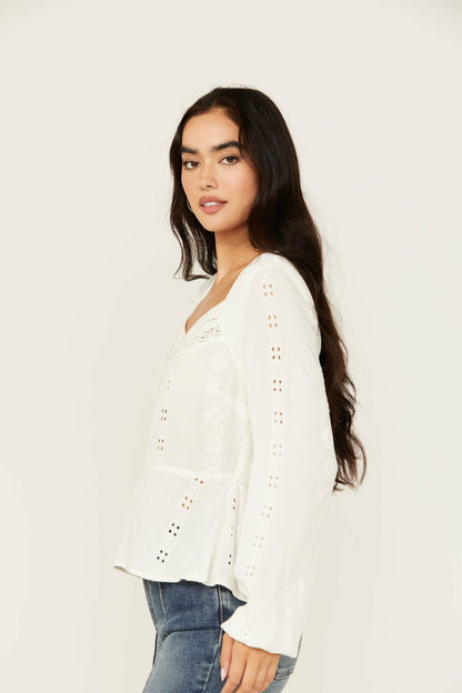 Idyllwind Teel Eyelet Keyhole Blouse