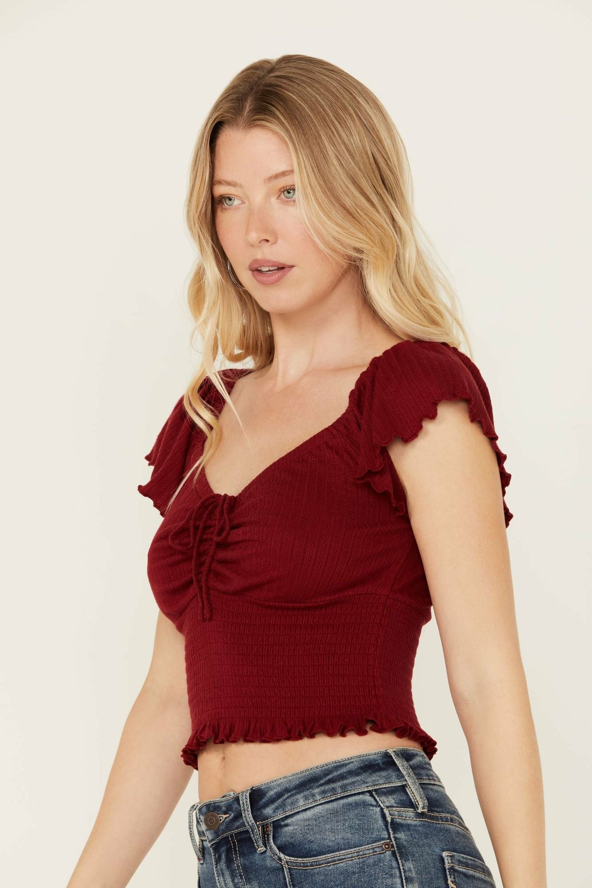 Idyllwind Pointe Flutter Sleeve Smocked Top