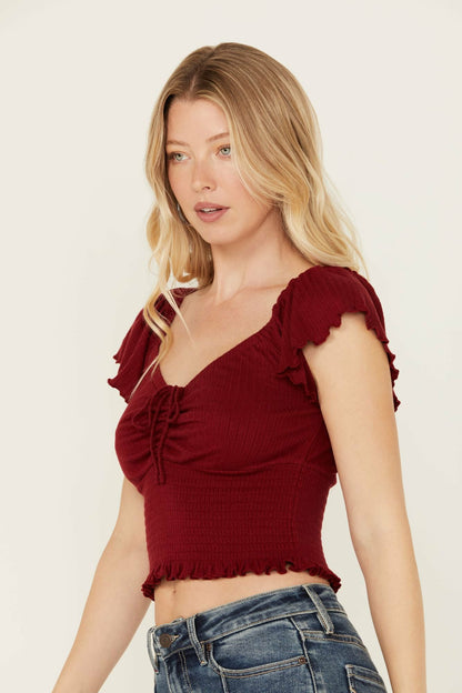 Idyllwind Pointe Flutter Sleeve Smocked Top