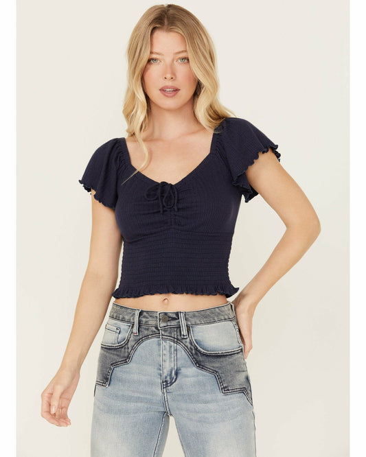 Idyllwind Pointe Flutter Sleeve Smocked Top