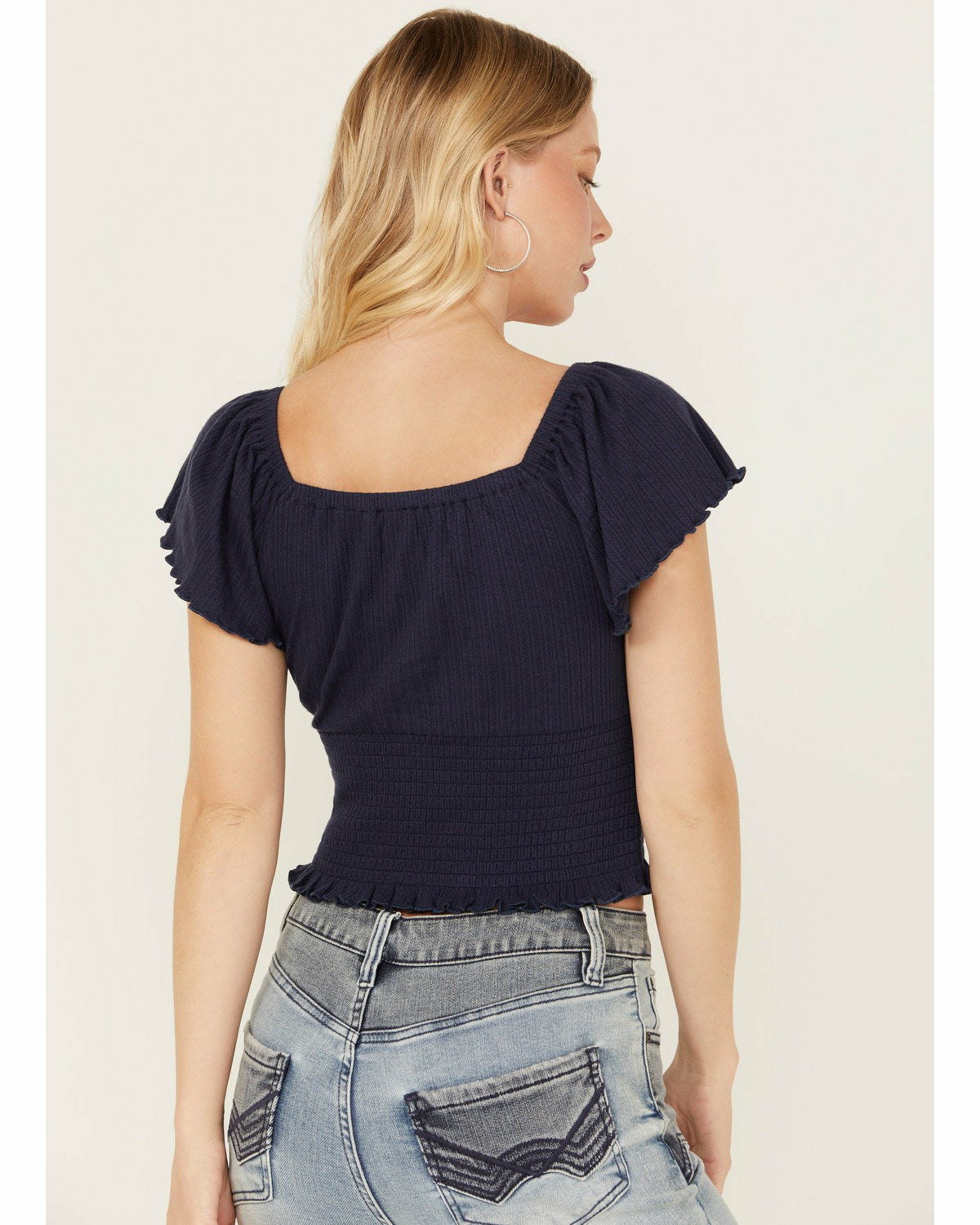 Idyllwind Pointe Flutter Sleeve Smocked Top