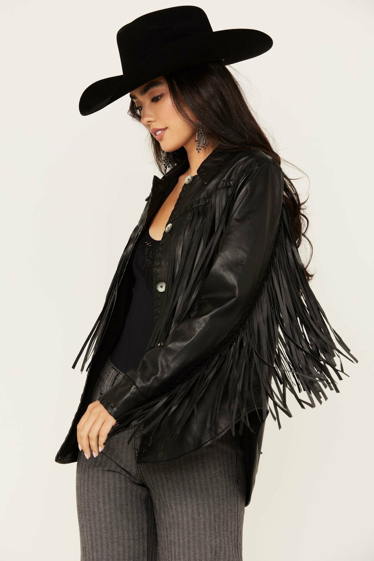 Idyllwind Amburn Leather Fringe Shacket