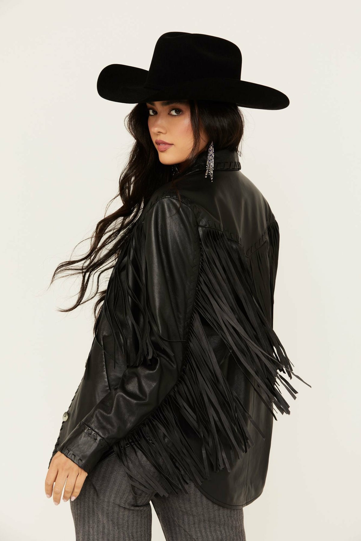 Idyllwind Amburn Leather Fringe Shacket