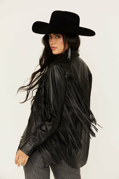 Idyllwind Amburn Leather Fringe Shacket