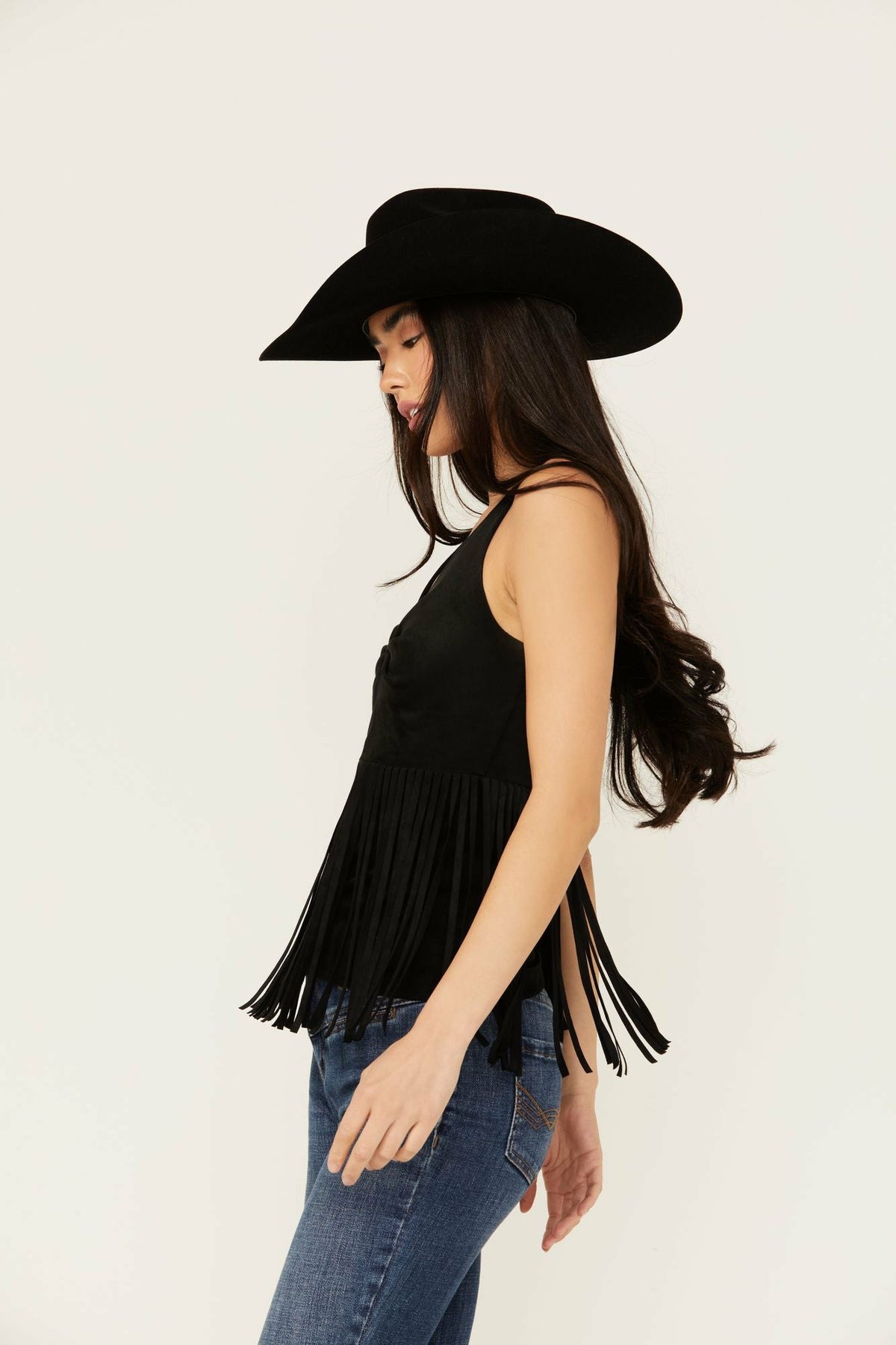 Idyllwind Pennington Faux Suede Twisted Fringe Top