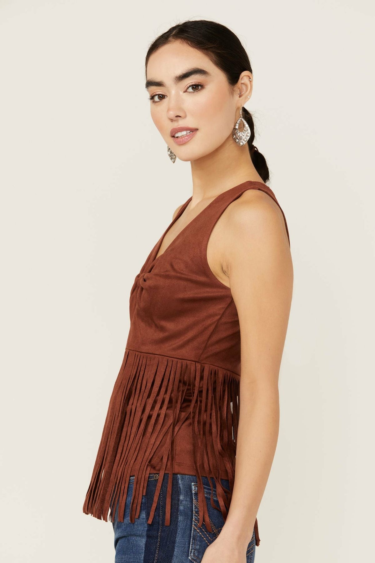 Idyllwind Pennington Faux Suede Twisted Fringe Top
