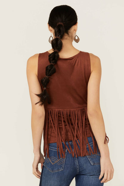 Idyllwind Pennington Faux Suede Twisted Fringe Top