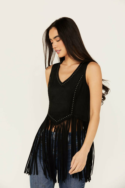 Idyllwind Monticello Fringe Faux Suede Studded Tank
