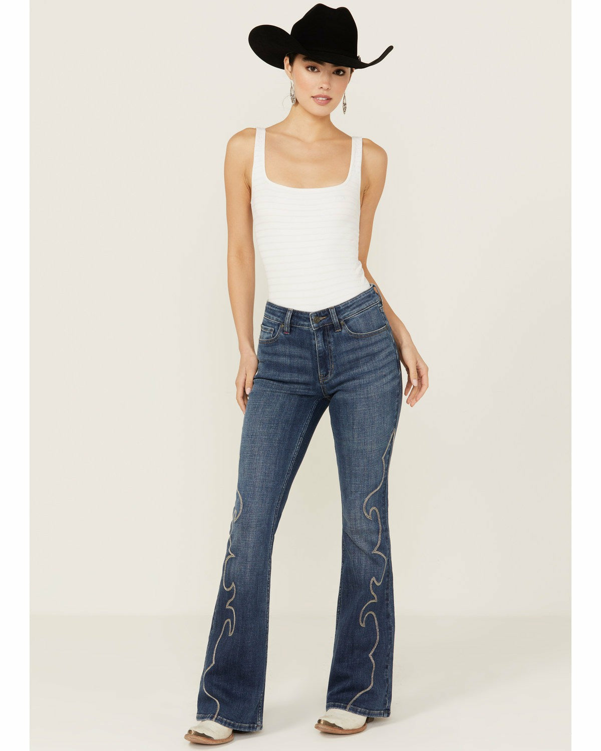 Idyllwind Dark Wash Rebel Western Embroidered Mid Rise Stretch Denim Jeans