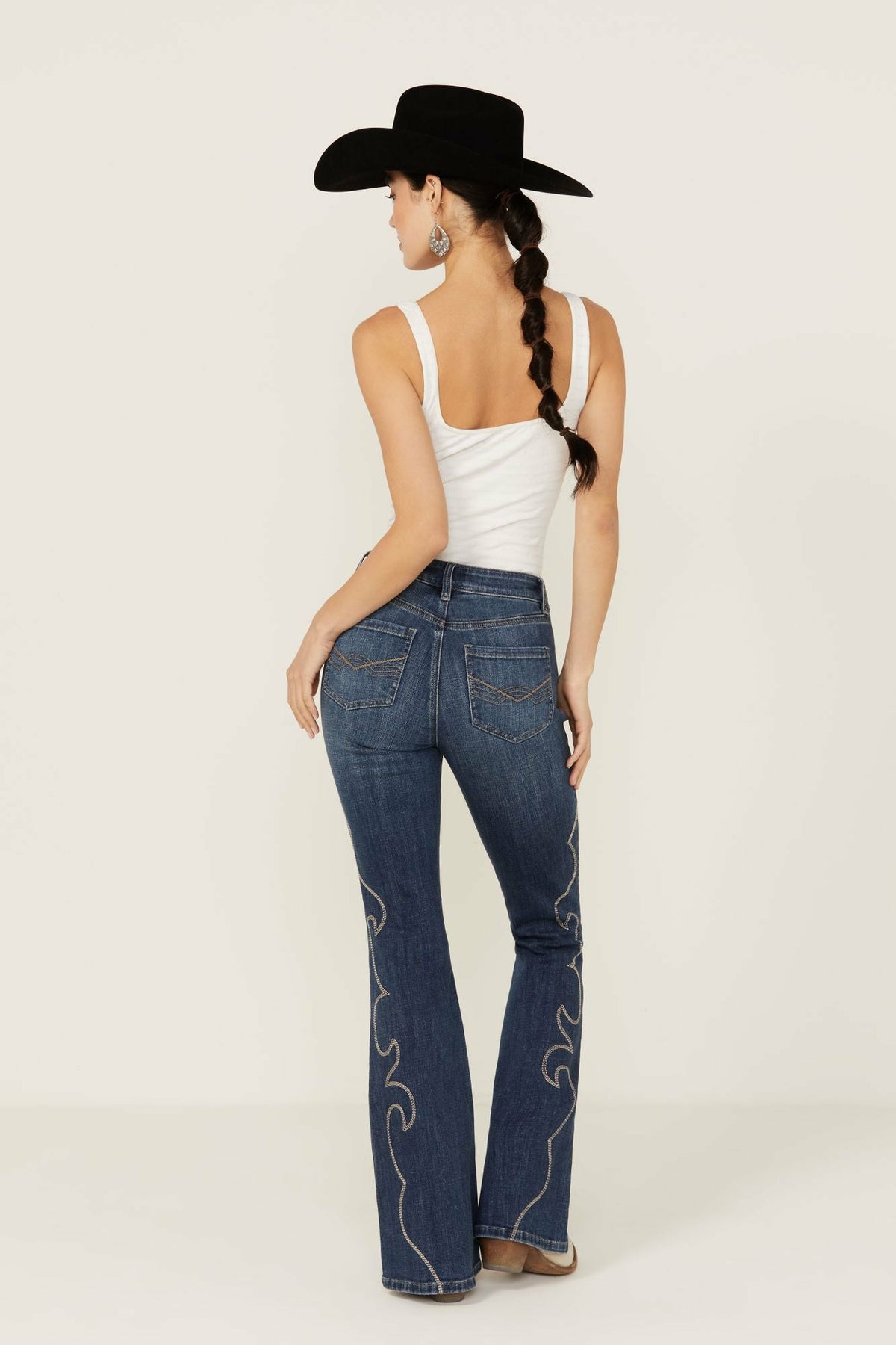 Idyllwind Dark Wash Rebel Western Embroidered Mid Rise Stretch Denim Jeans