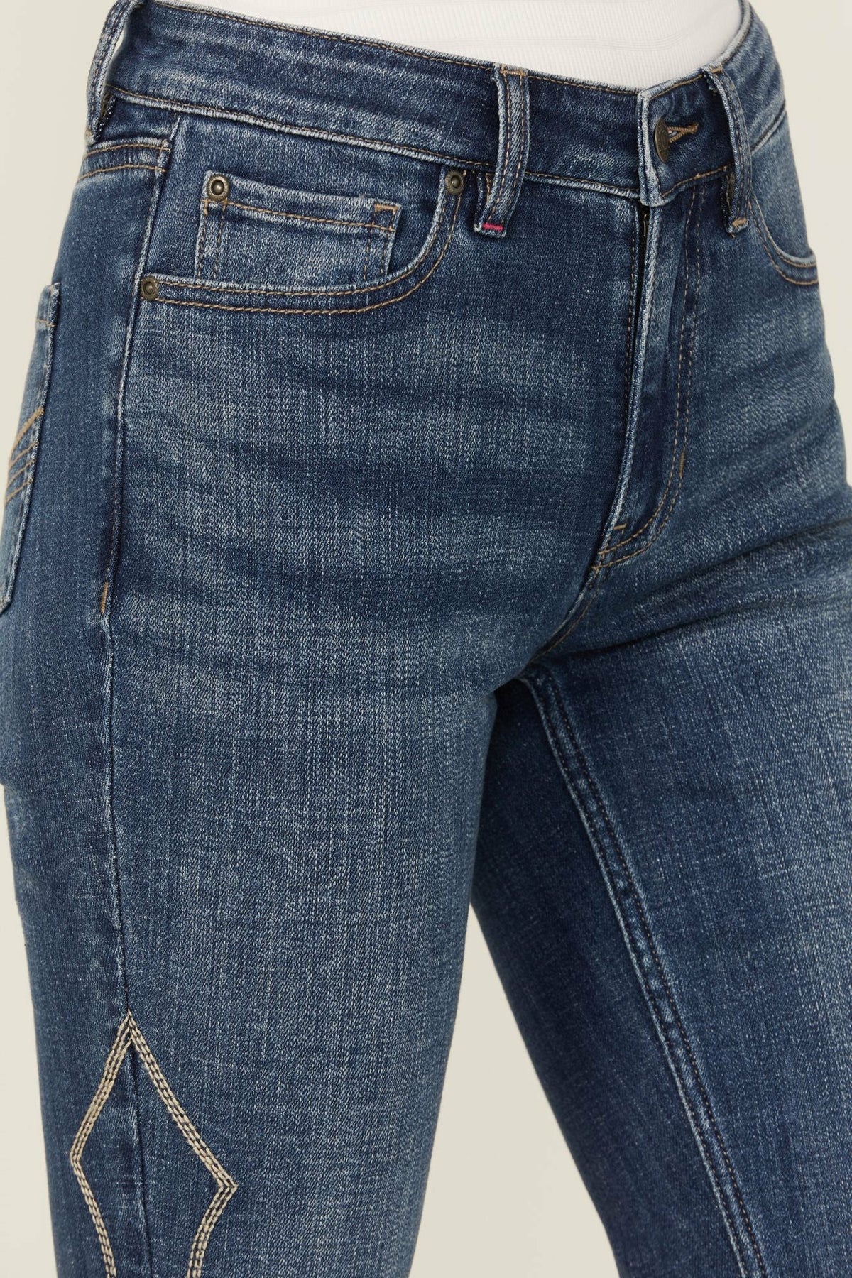 Idyllwind Dark Wash Rebel Western Embroidered Mid Rise Stretch Denim Jeans