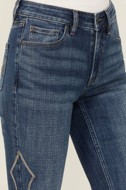 Idyllwind Dark Wash Rebel Western Embroidered Mid Rise Stretch Denim Jeans