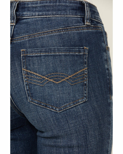 Idyllwind Dark Wash Rebel Western Embroidered Mid Rise Stretch Denim Jeans